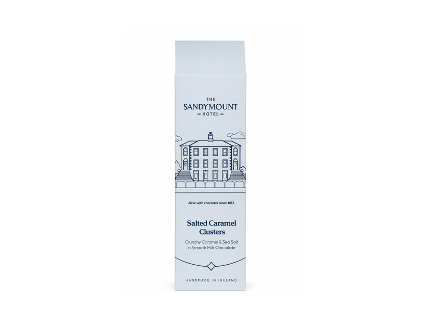 White Sandymount Hotel-branded carton of Salted Caramel Clusters