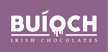 Buíoch Irish Chocolate Purple Logo with White Text